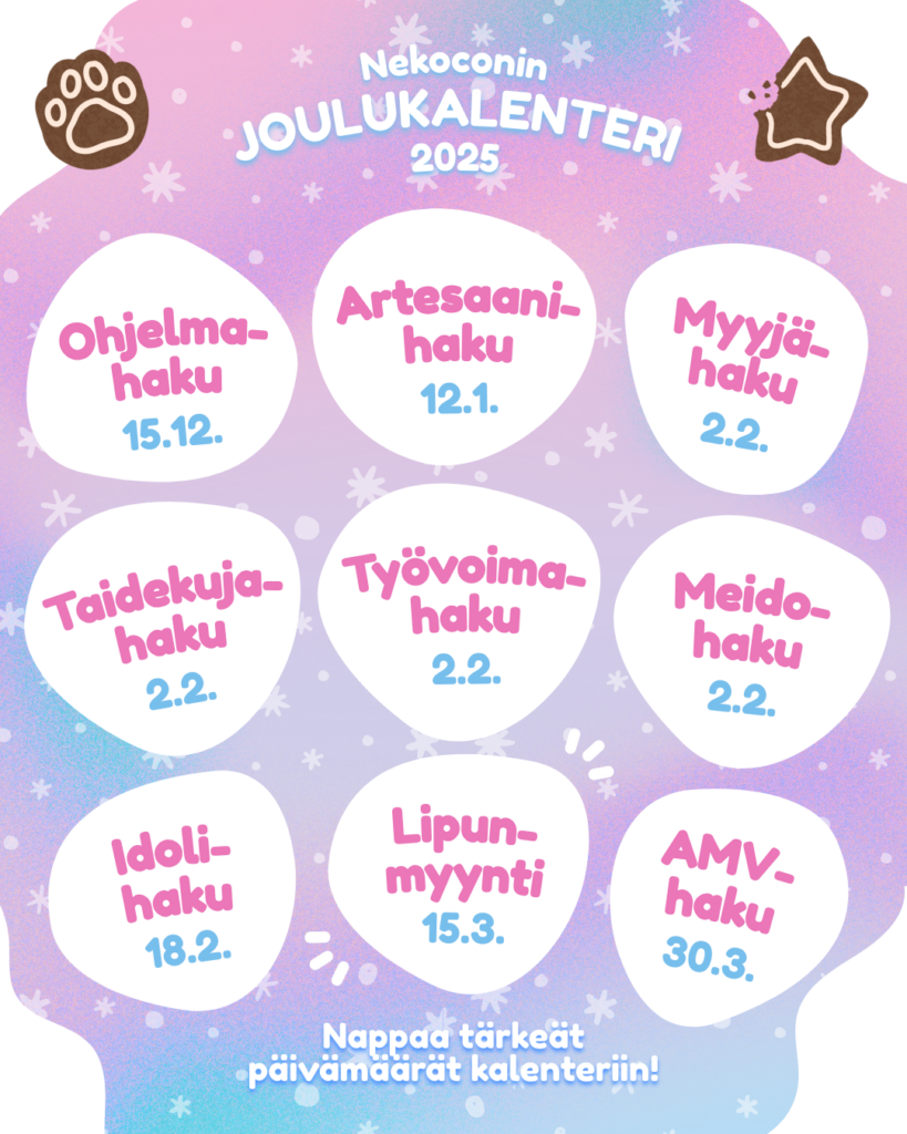 Joulukalenteri: Nappaa talteen tärkeät päivämäärät! Joulukalenteri: Nappaa talteen tärkeät päivämäärät!