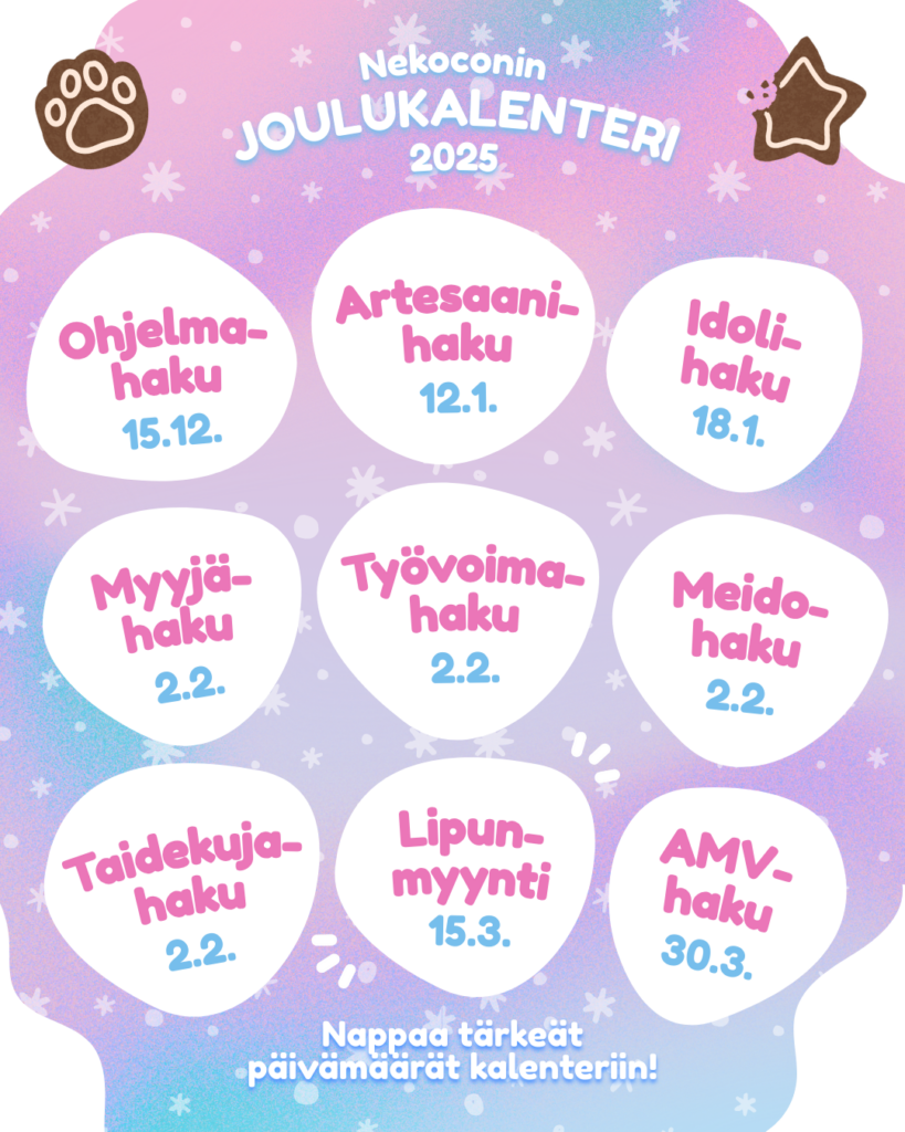 Joulukalenteri: Nappaa talteen tärkeät päivämäärät!